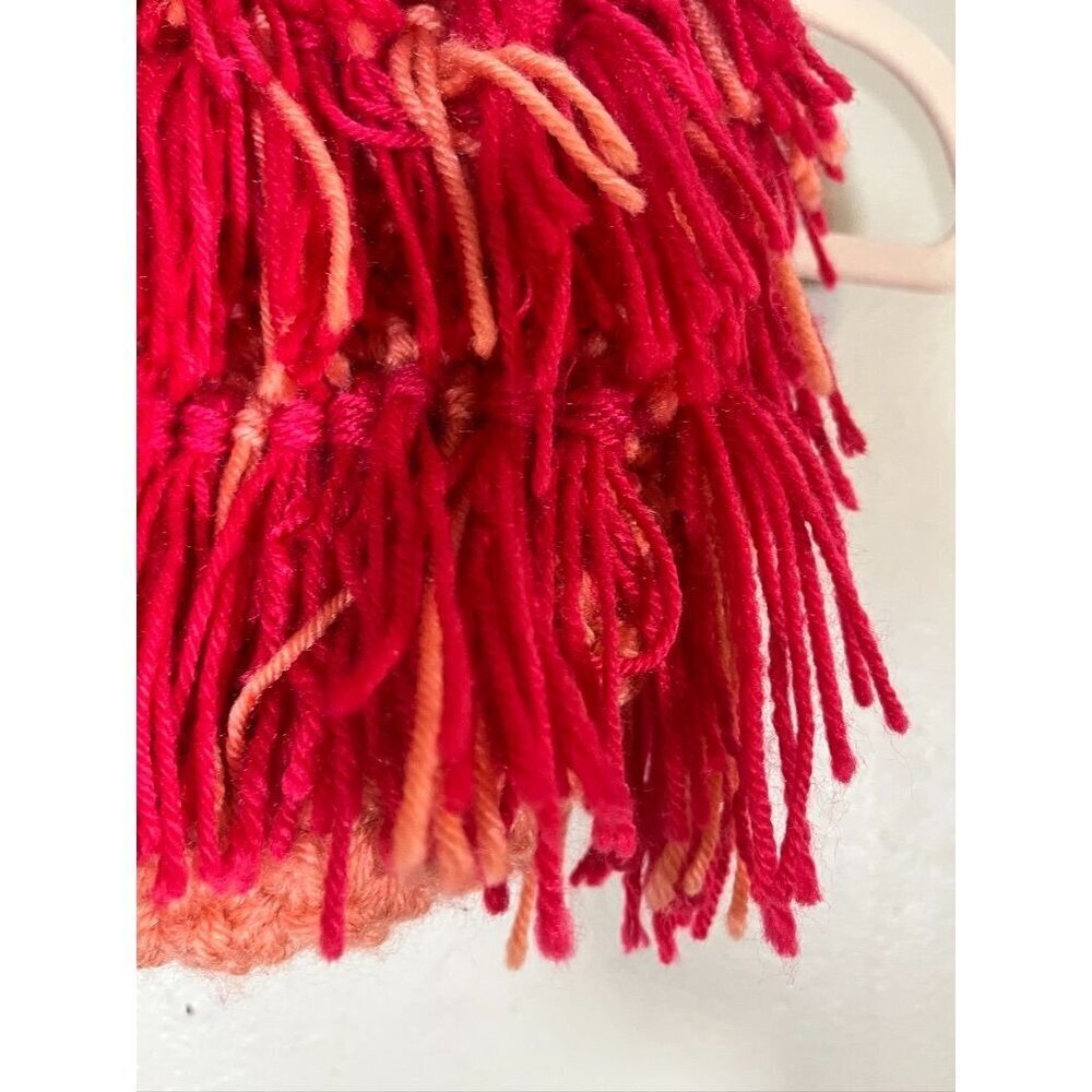 Handmade Crocheted Fringe Bag Pink S Fringe Retro Boho HIppie Indie Folk Artsy - Picture 2 of 10